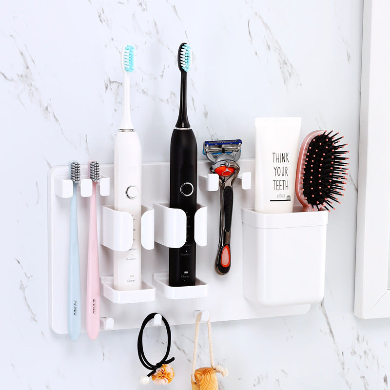 Wall-Mounted Toothbrush Holder with Automatic Toothpaste Dispenser | Multi-Function Bathroom Organizer Set with Cups, Storage Shelf & Dust-Proof Design  Space Saving, Hygienic & Easy Installation