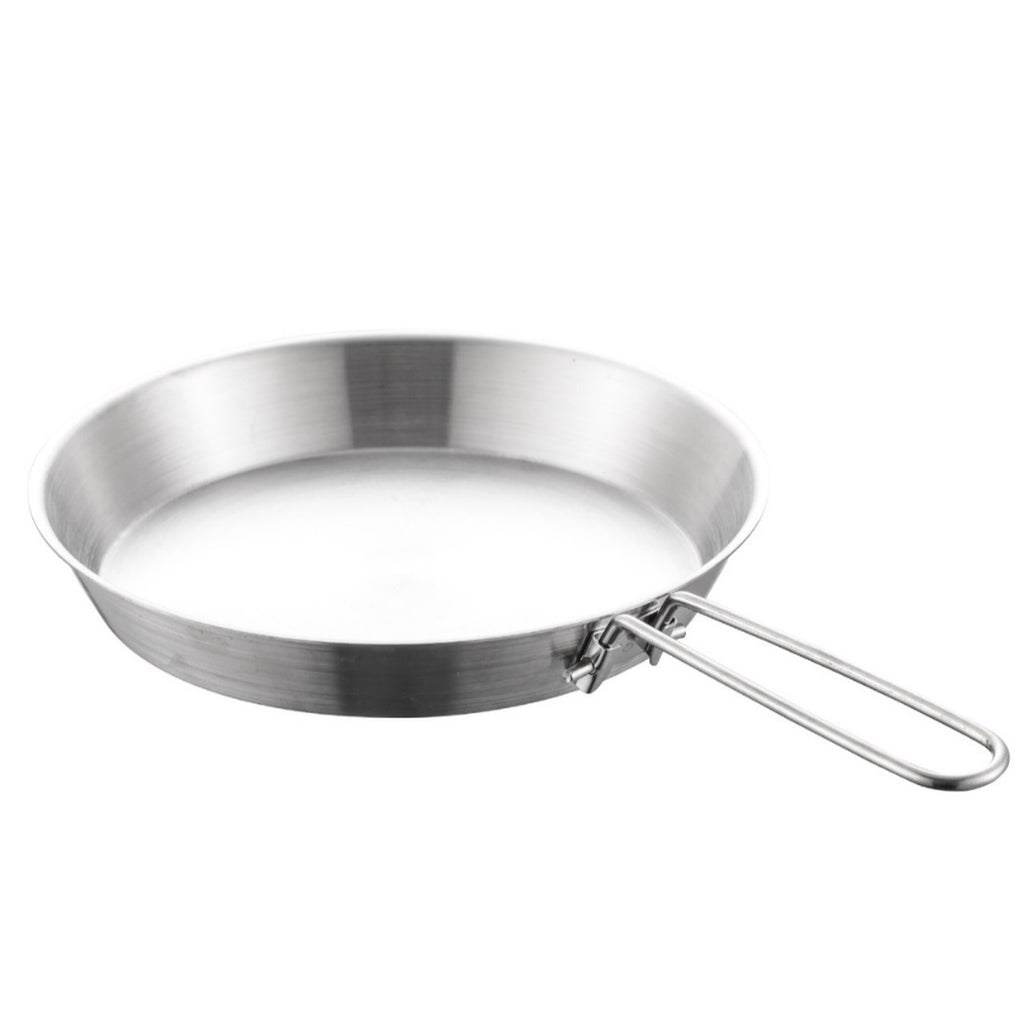Portable Stainless Steel Folding Handle Frying Pan for Camping