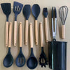 Wooden handle silicone kitchenware
