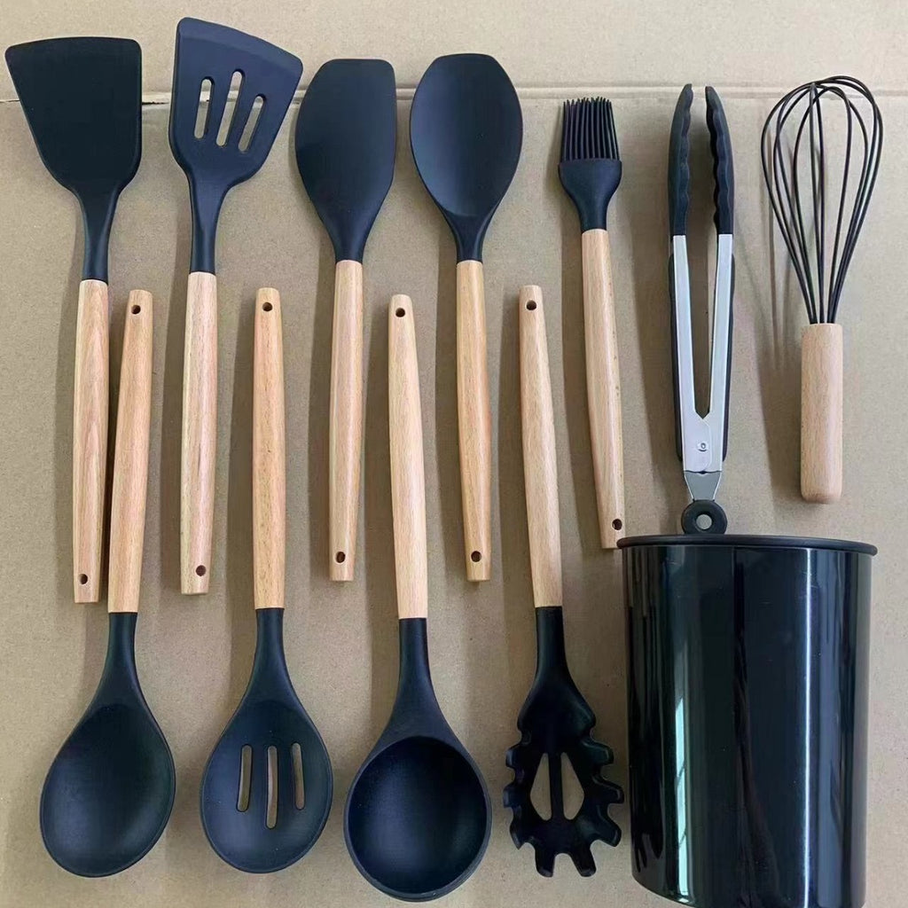 Wooden handle silicone kitchenware
