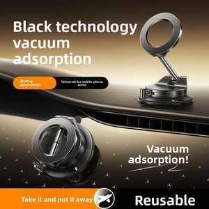 Magnetic Car Phone Holder with Strong Vacuum Suction Base | 360° Rotating Dashboard Mount | Universal Fit for All Cars | Rechargeable Secure Phone Mount