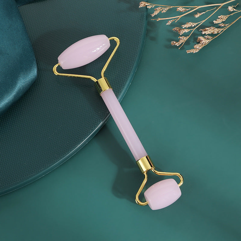 Rose Quartz Facial Roller & Gua Sha Set  Natural Stone Face Massager for Skin Glow, Lifting, Anti-Aging & Relaxation