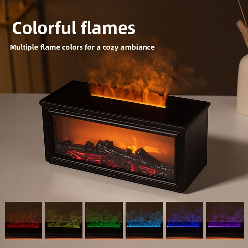 Flame Aromatherapy Diffuser  Colorful Flame Humidifier with Essential Oil, LED Fireplace Effect & Remote Control