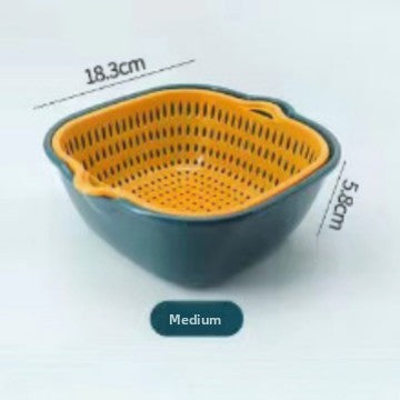 Double-layer vegetable washing basin draining basket