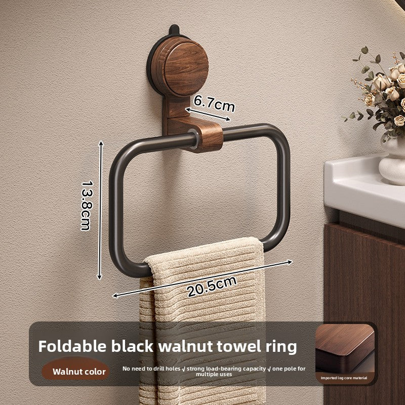 Suction Cup Walnut Towel Ring