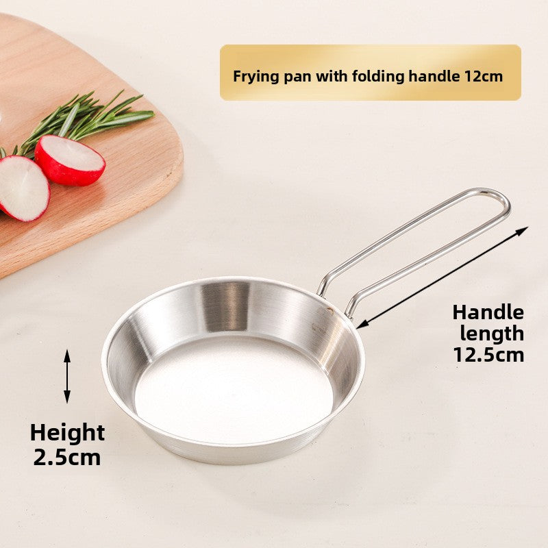 Portable Stainless Steel Folding Handle Frying Pan for Camping