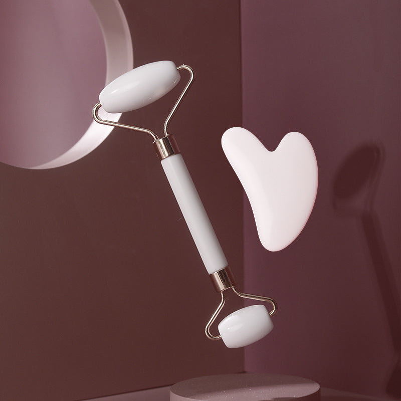 Rose Quartz Facial Roller & Gua Sha Set  Natural Stone Face Massager for Skin Glow, Lifting, Anti-Aging & Relaxation