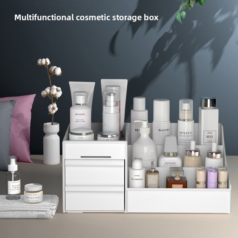 Multi-Layer Cosmetic Organizer  Large Makeup Storage Box with Drawers & Compartments, Desktop Skincare Organizer for Vanity & Bathroom