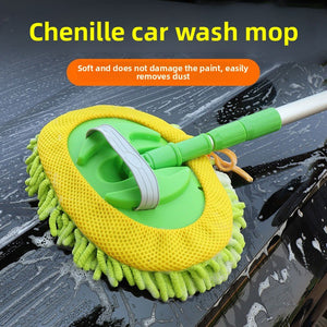 Extendable Chenille Car Wash Mop | Long Handle Cleaning Brush for Cars, Glass & Home Use