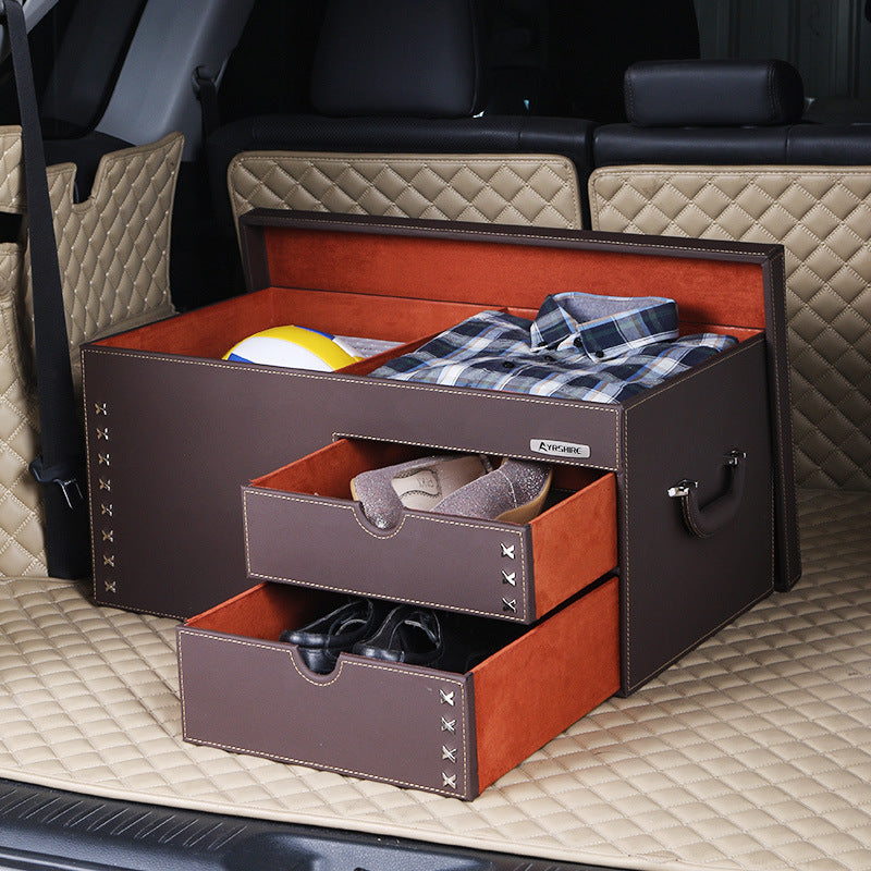 Leather Car Storage Box for Trunk Organizer