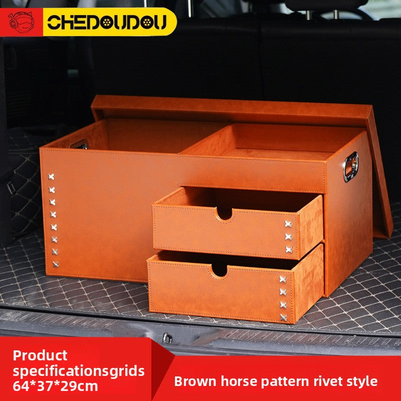 Leather Car Storage Box for Trunk Organizer