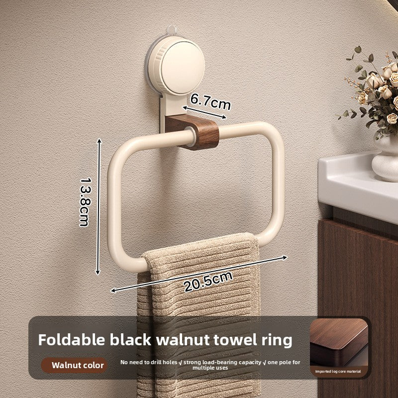 Suction Cup Walnut Towel Ring