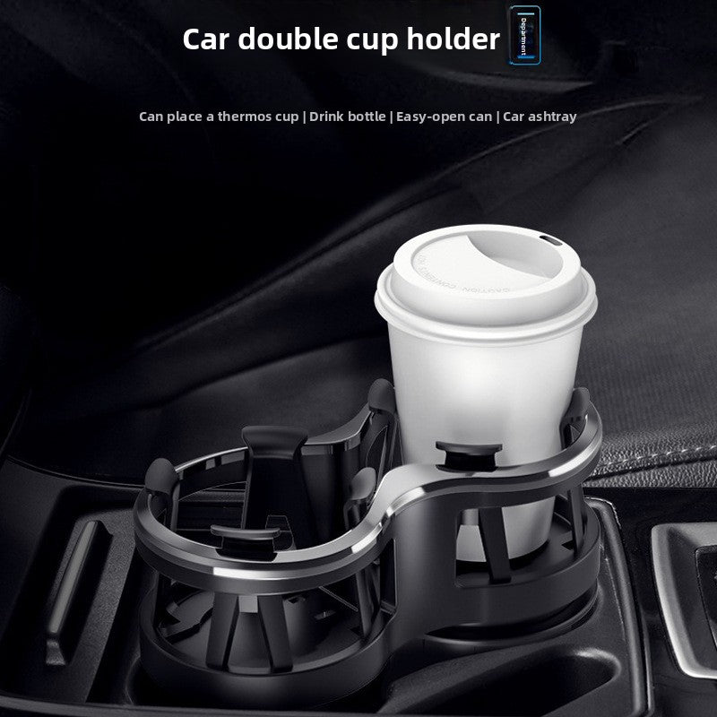 Dual Slot Car Cup Holder Expander with Secure Fit
