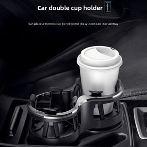 Dual Slot Car Cup Holder Expander with Secure Fit