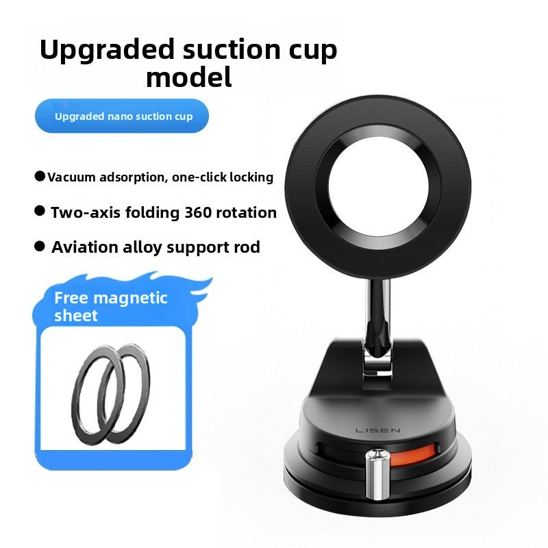 Magnetic Car Phone Holder with Strong Vacuum Suction Base | 360° Rotating Dashboard Mount | Universal Fit for All Cars | Rechargeable Secure Phone Mount
