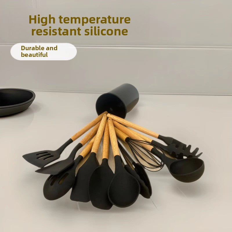 Wooden handle silicone kitchenware