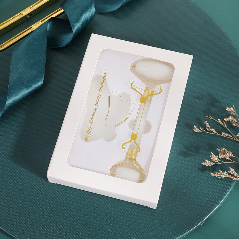 Rose Quartz Facial Roller & Gua Sha Set  Natural Stone Face Massager for Skin Glow, Lifting, Anti-Aging & Relaxation