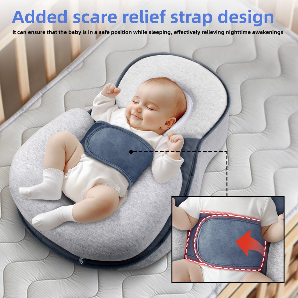 Baby Anti-Roll Support Pillow  Newborn Lounger with Head & Body Support | Anti-Flat Head Design