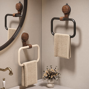 Suction Cup Walnut Towel Ring