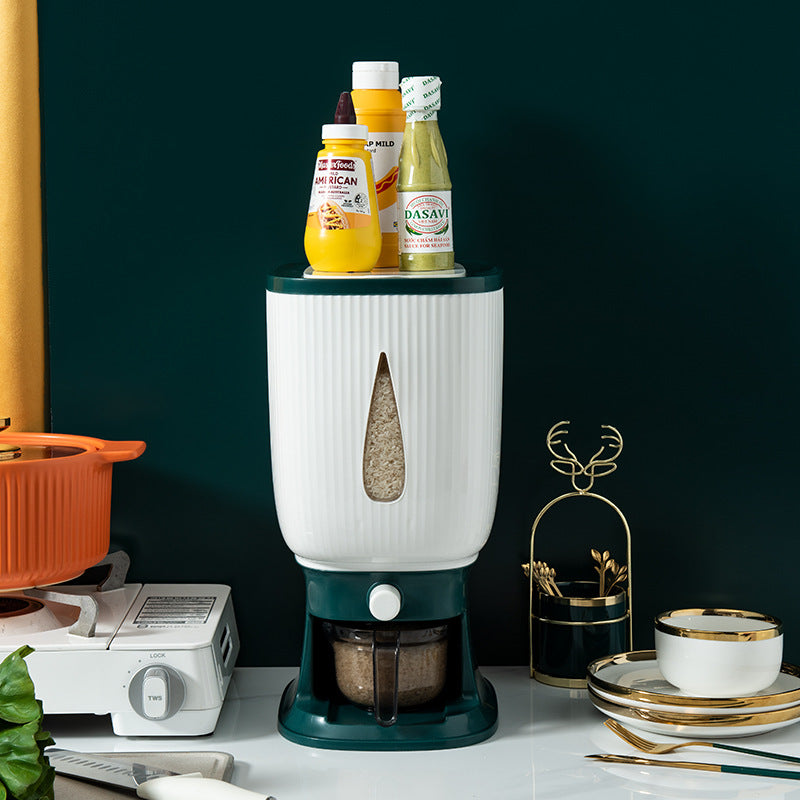 Press the plastic rice storage box