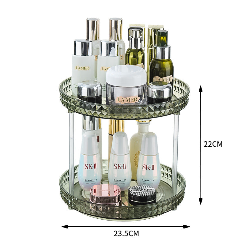 Mirrored rotating storage shelf for dressing table