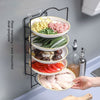 Multi-Layer Foldable Food Storage Rack  Space Saving Kitchen Organizer for Plates, Fruits, Vegetables & Meal Prep