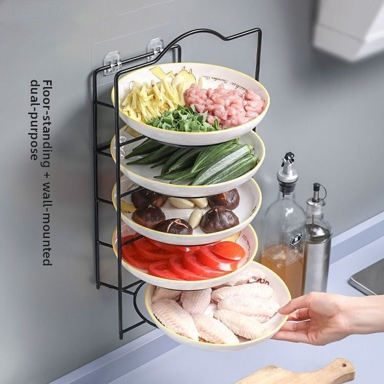 Multi-Layer Foldable Food Storage Rack  Space Saving Kitchen Organizer for Plates, Fruits, Vegetables & Meal Prep