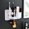 Wall-Mounted Toothbrush Holder with Automatic Toothpaste Dispenser | Multi-Function Bathroom Organizer Set with Cups, Storage Shelf & Dust-Proof Design  Space Saving, Hygienic & Easy Installation