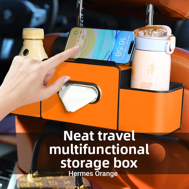 Leather multi-functional storage box for car use