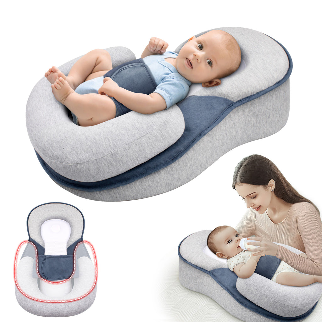 Baby Anti-Roll Support Pillow  Newborn Lounger with Head & Body Support | Anti-Flat Head Design