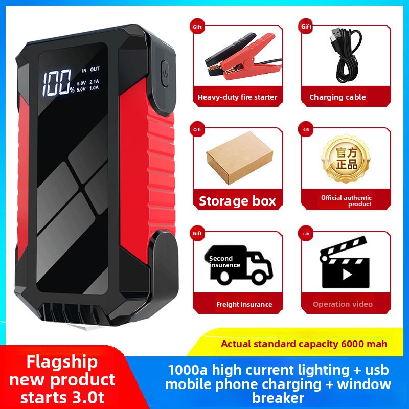 12V Car Emergency Jump Starter with Multi-function Clamps
