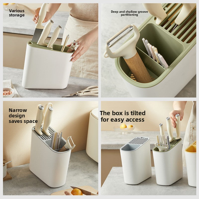 Universal Knife Storage Block  Knife Organizer with Drainage, Ventilation & Large Capacity for Kitchen Countertop