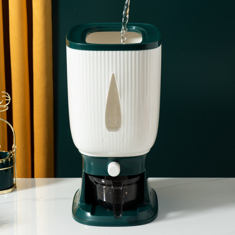 Press the plastic rice storage box