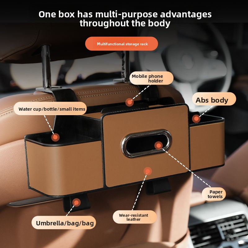 Leather multi-functional storage box for car use