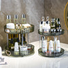 Mirrored rotating storage shelf for dressing table