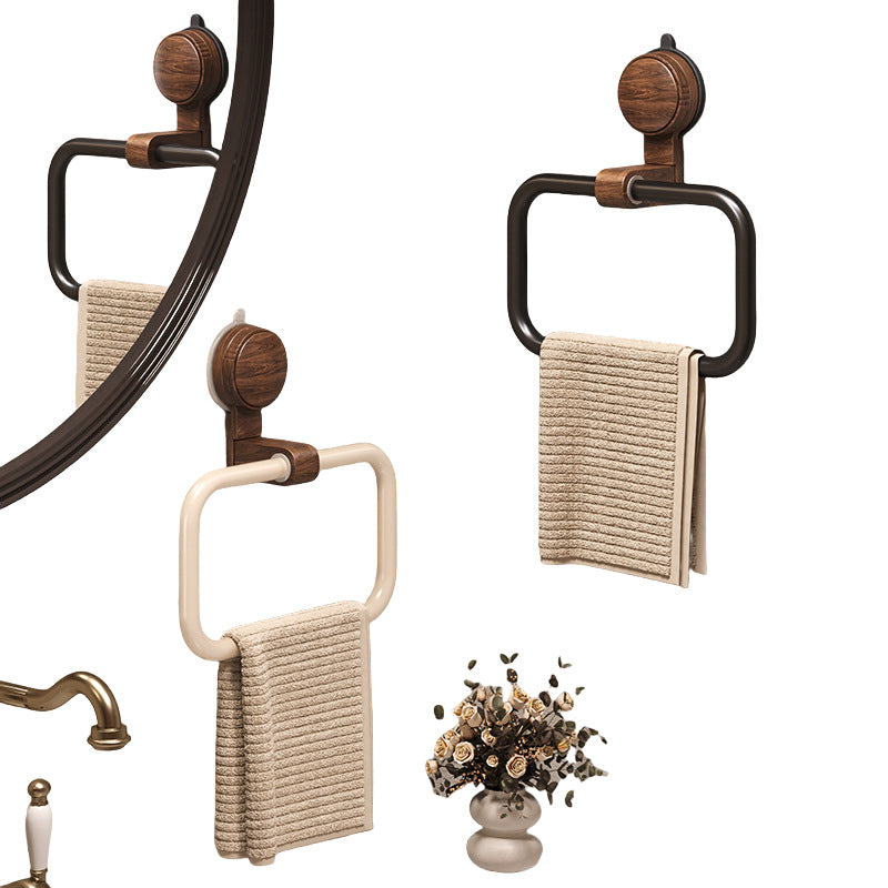 Suction Cup Walnut Towel Ring