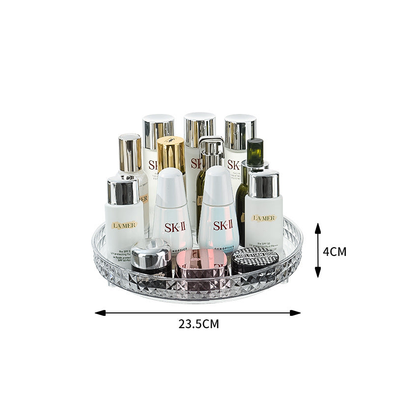 Mirrored rotating storage shelf for dressing table