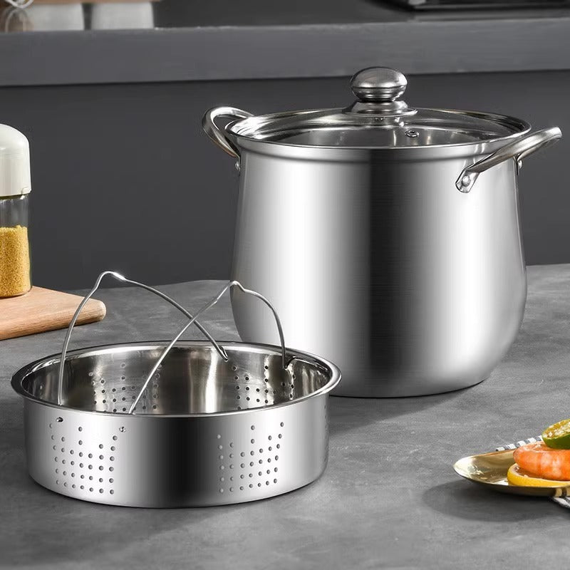 Extra-thick stainless steel soup pot