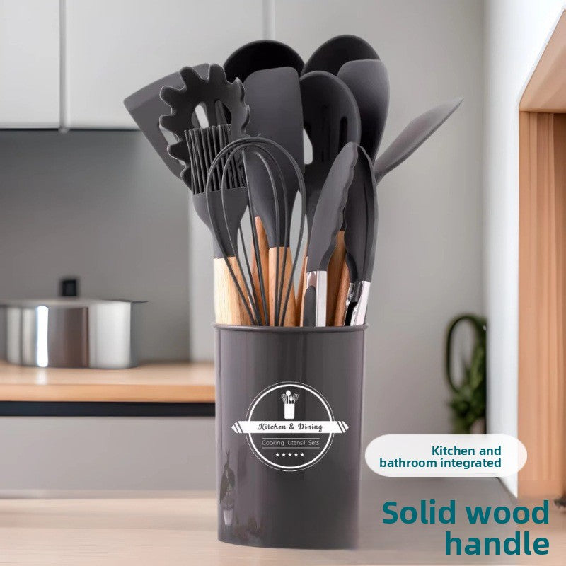 Wooden handle silicone kitchenware