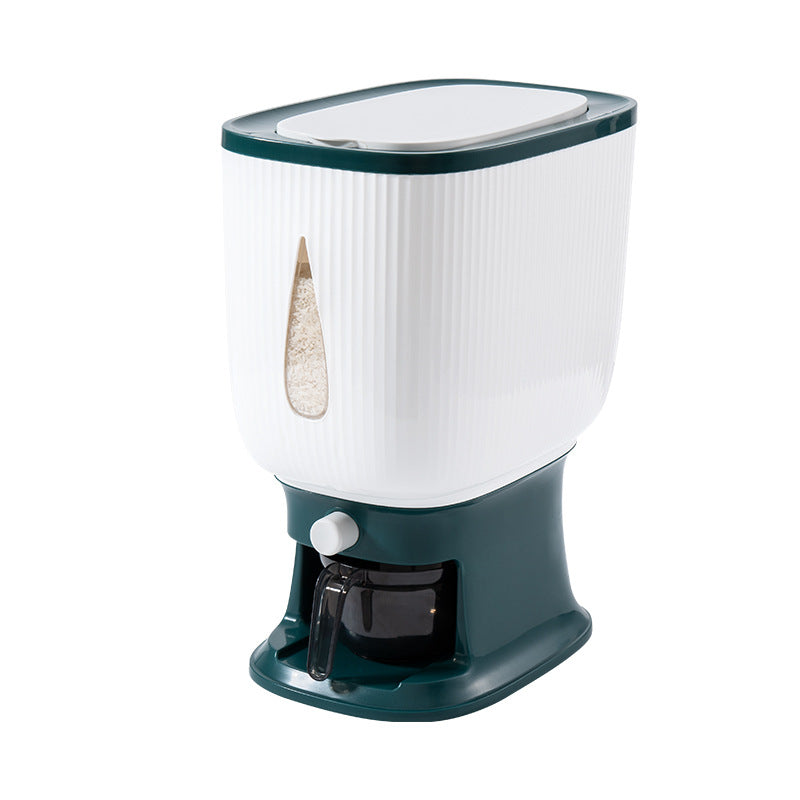 Press the plastic rice storage box