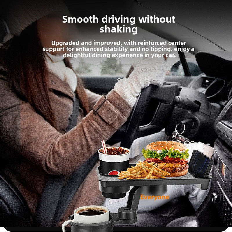 Car Cup Holder Tray with Adjustable Dual Cup Base