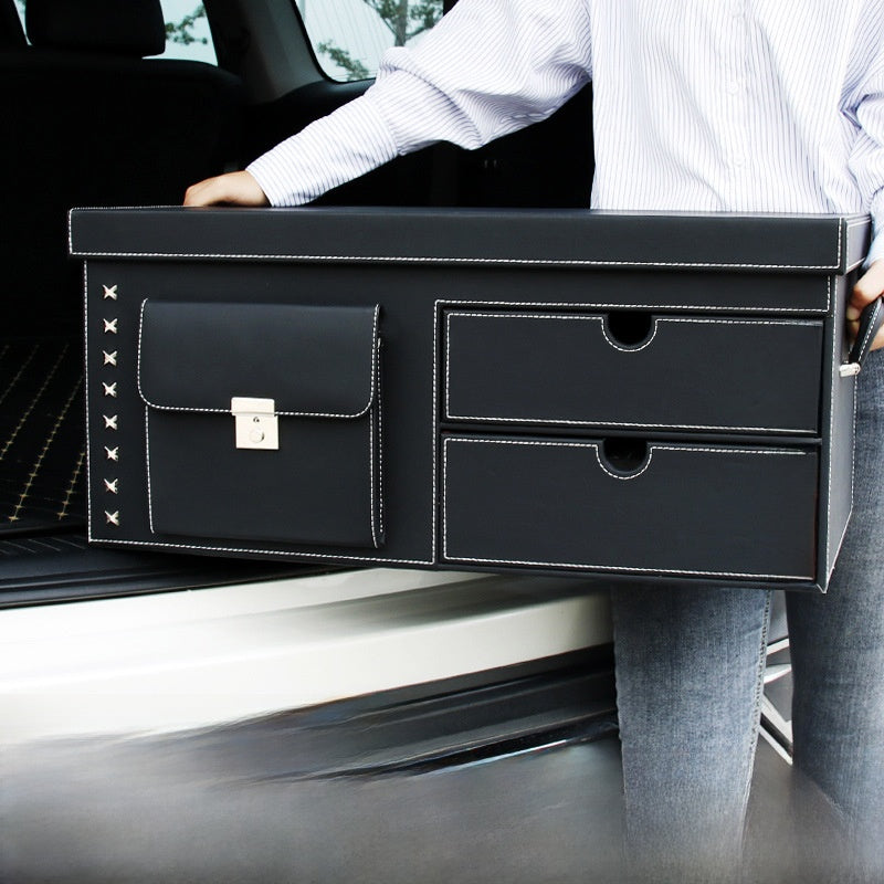 Leather Car Storage Box for Trunk Organizer