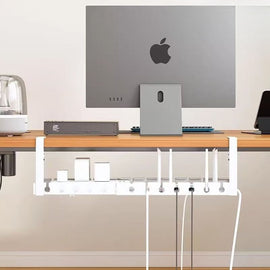 Under-Desk Cable Management Tray  Metal Cord Organizer Rack for Office Desk, Power Strip & Wire Storage Holder