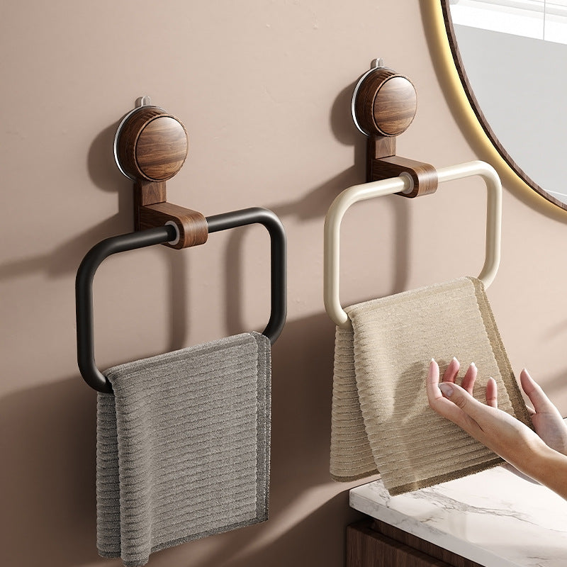 Suction Cup Walnut Towel Ring