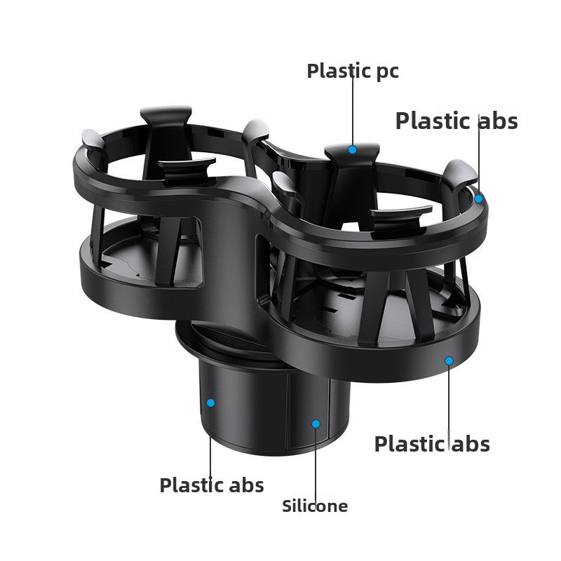 Dual Slot Car Cup Holder Expander with Secure Fit