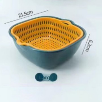 Double-layer vegetable washing basin draining basket