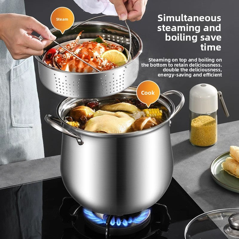 Extra-thick stainless steel soup pot