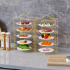 Multi-Layer Foldable Food Storage Rack  Space Saving Kitchen Organizer for Plates, Fruits, Vegetables & Meal Prep