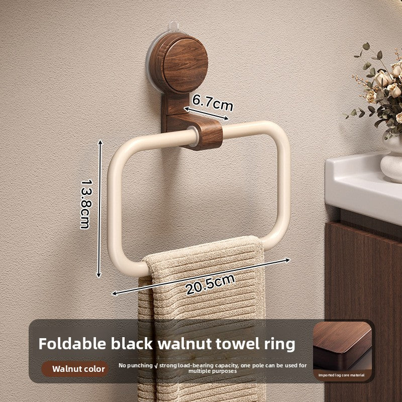 Suction Cup Walnut Towel Ring