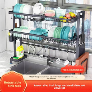 Retractable Kitchen Sink Drain Rack with Accessories